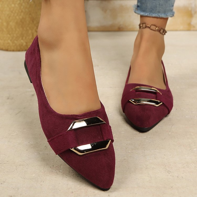 Women'S Shoes Clogs - รองเท้าส้นแบนหัวแหลมหนังกลับสำหรับผู้หญิง สวมใส่สบาย เหมาะสำหรับใส่ทำงานในออฟฟิศ