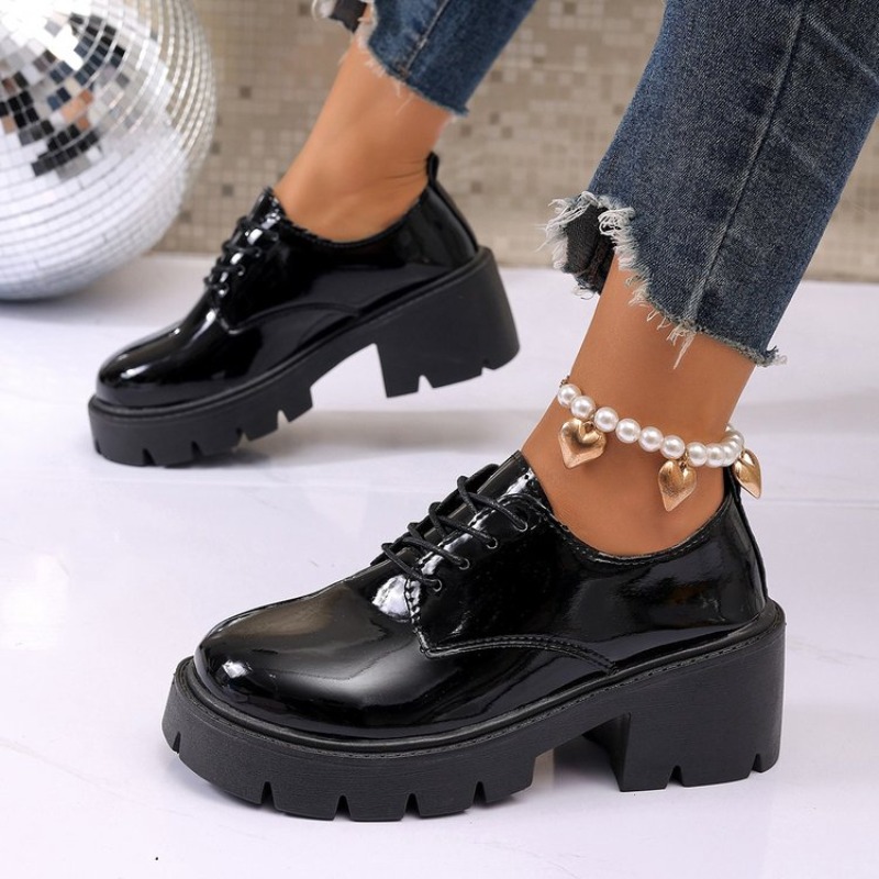 Oxford Lace Up Women - 2026 ใหม่ผู้หญิงฤดูใบไม้ผลิรองเท้าส้นเตี้ยสีดำรองเท้าผู้หญิงรองเท้าโลฟเฟอร์ อ็อกซ์ฟอร์ด