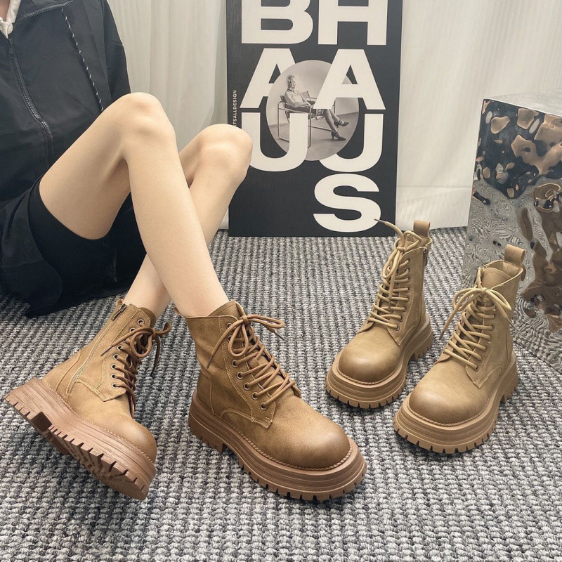Sock Boot Women - รองเท้าบูทสั้นผู้หญิง ฤดูใบไม้ร่วง/ฤดูหนาว 2026 สไตล์อังกฤษ อเนกประสงค์ บุผ้ากำมะหยี่หนา