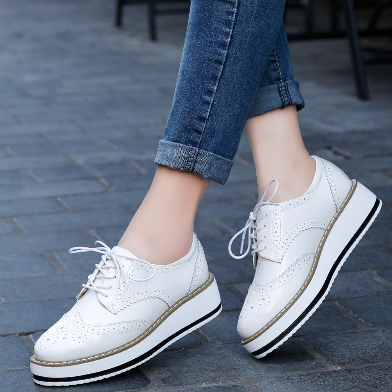 Oxford Lace Up Women - ผู้หญิง Loafers รองเท้าหนังหนาหนา Oxford รองเท้าผู้หญิง Lace
