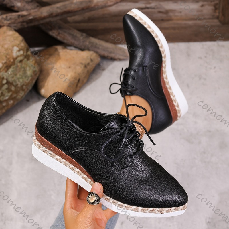 รองเท้าหนังผู้หญิงแบบผูกเชือก  - Oxford Lace Up Women บทวิจารณ์และราคา