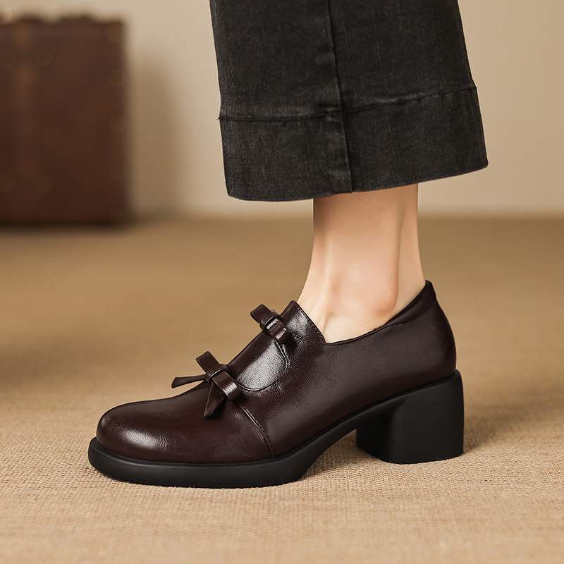 รองเท้าส้นหนาทรงกลมหัวมน ผ้าไม - Oxford Lace Up Women บทวิจารณ์และราคา