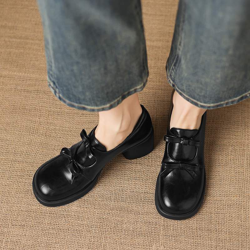 รองเท้าส้นหนาทรงกลมหัวมน ผ้าไม - Oxford Lace Up Women บทวิจารณ์และราคา