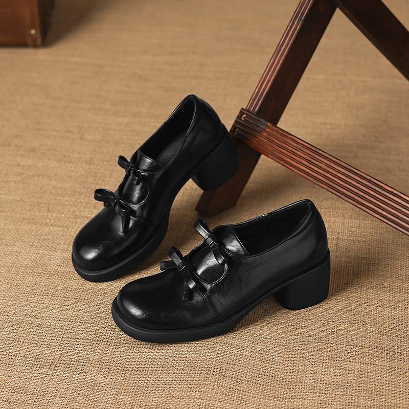 รองเท้าส้นหนาทรงกลมหัวมน ผ้าไม - Oxford Lace Up Women บทวิจารณ์และราคา