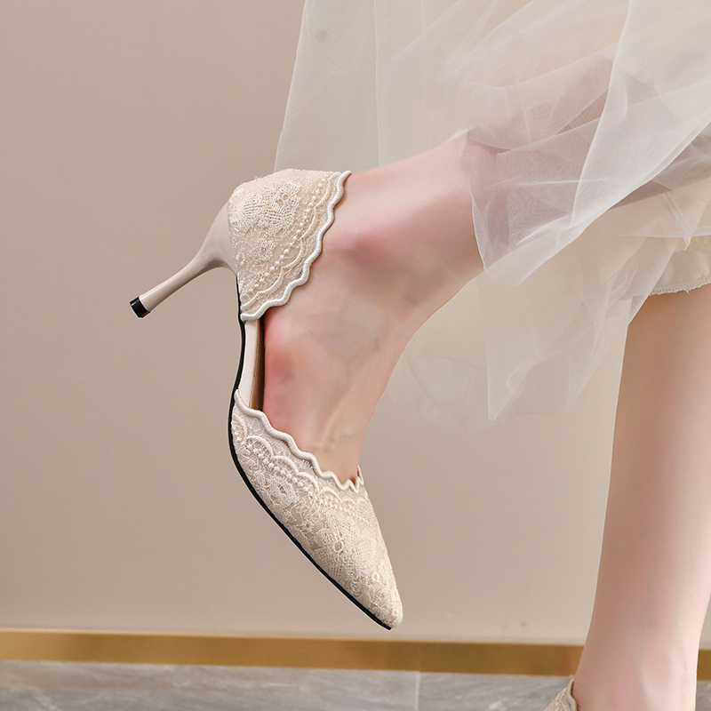 รองเท้าส้นสูงหัวแหลมแบบลูกไม้ส - Women'S Shoes Quality บทวิจารณ์และราคา