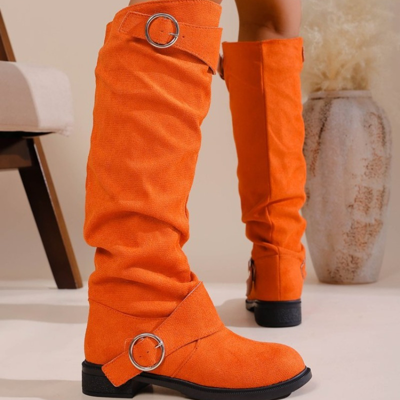 รองเท้าบูทสไตล์ตะวันตกแบบวินเท - Knee High Boots Women บทวิจารณ์และราคา