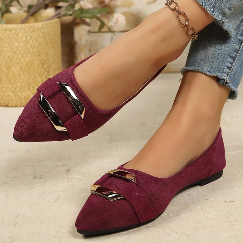 รองเท้าส้นแบนหัวแหลมหนังกลับสำ - Women'S Shoes Clogs บทวิจารณ์และราคา