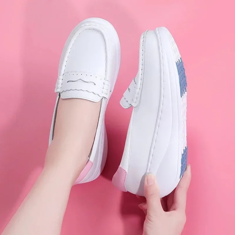 รองเท้าผ้าใบพยาบาลสีขาวชมพู ปี - Women Shoes Tennis บทวิจารณ์และราคา